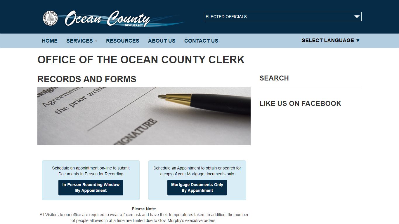 Records and Forms | Office of the Ocean County Clerk