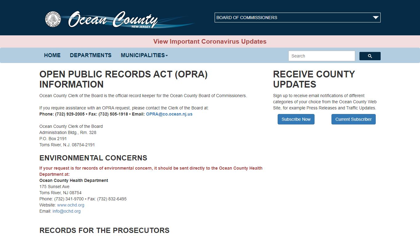 OPRA Law Information | Ocean County Government
